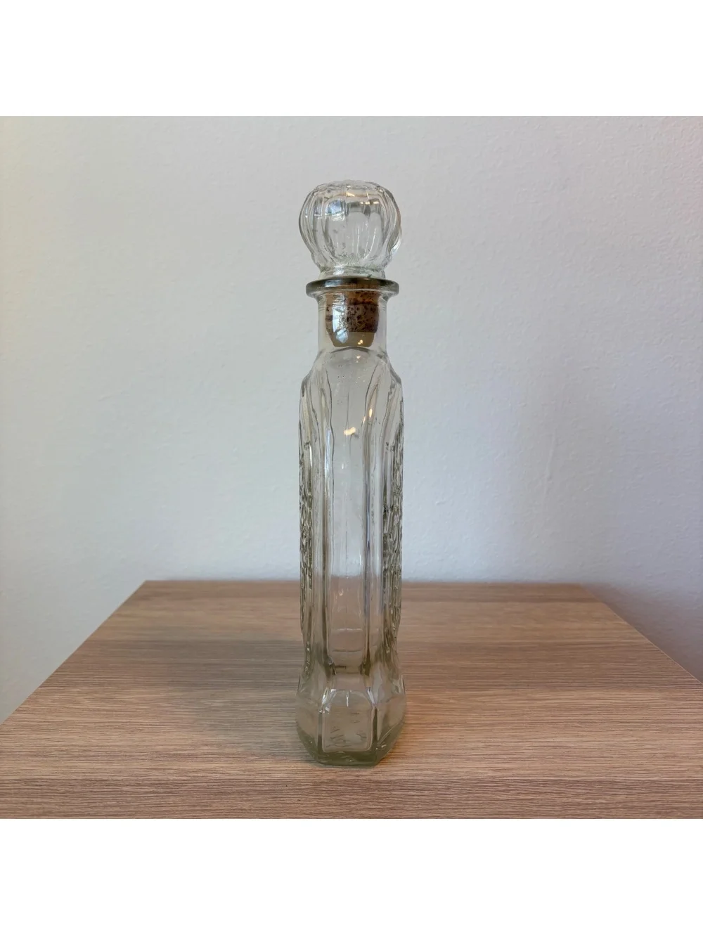Vintage Schenley Embossed Glass Decanter, Halloween Decor Bottle, 11” Tall